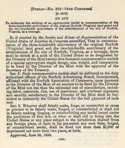 Historic Legislation, June 26, 1936. Full text is duplicated in the body of this page.