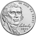 2019 Jefferson Nickel Obverse Uncirculated